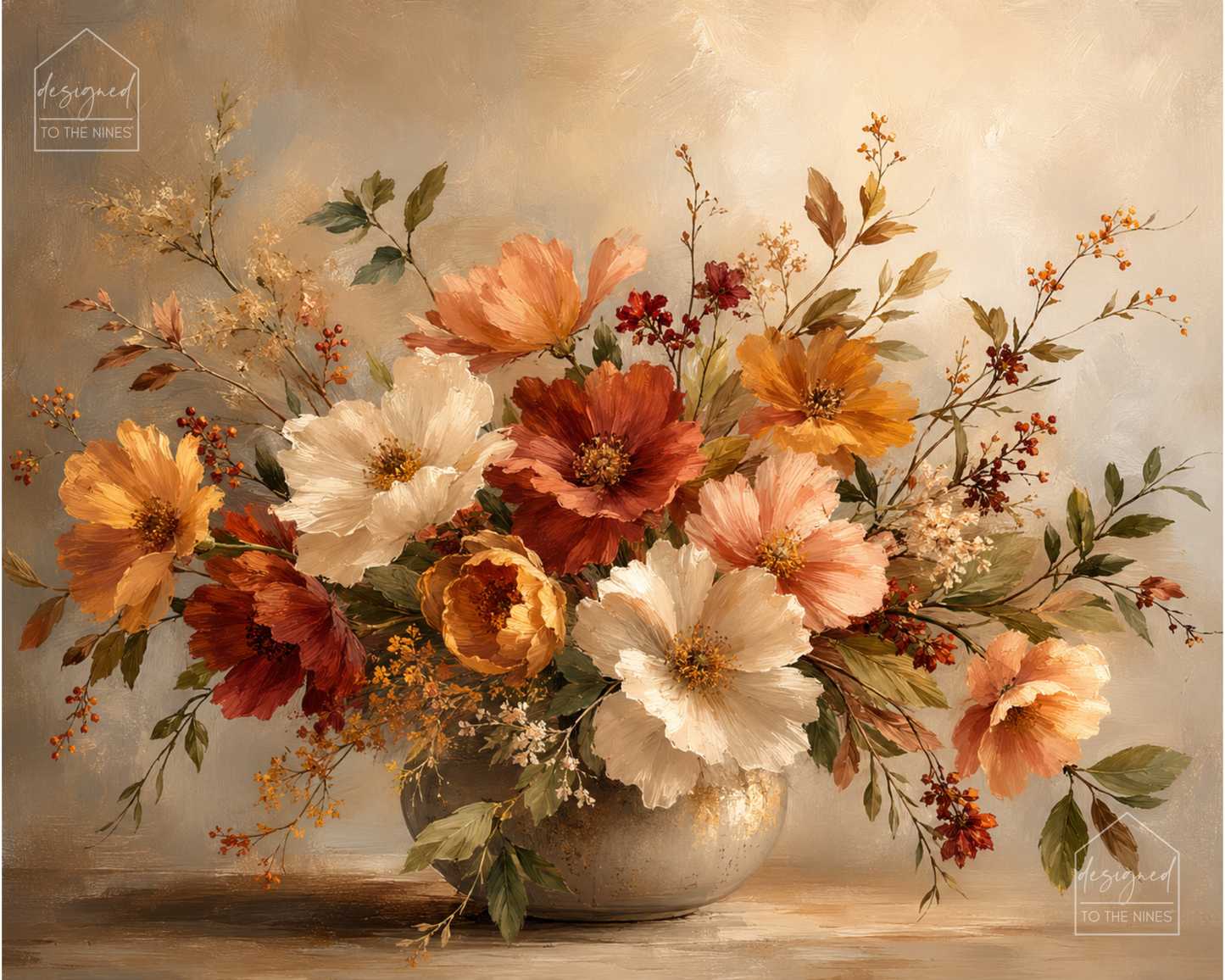 Vintage Fall Floral Art Print | Autumn Bouquet Digital Download