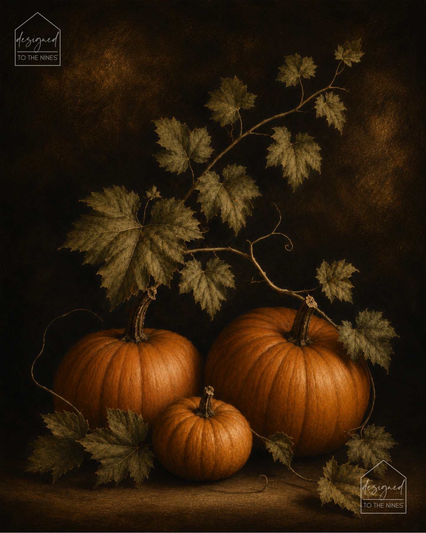 Vintage Orange Pumpkin Still Life Art Print | Fall Harvest Digital Download