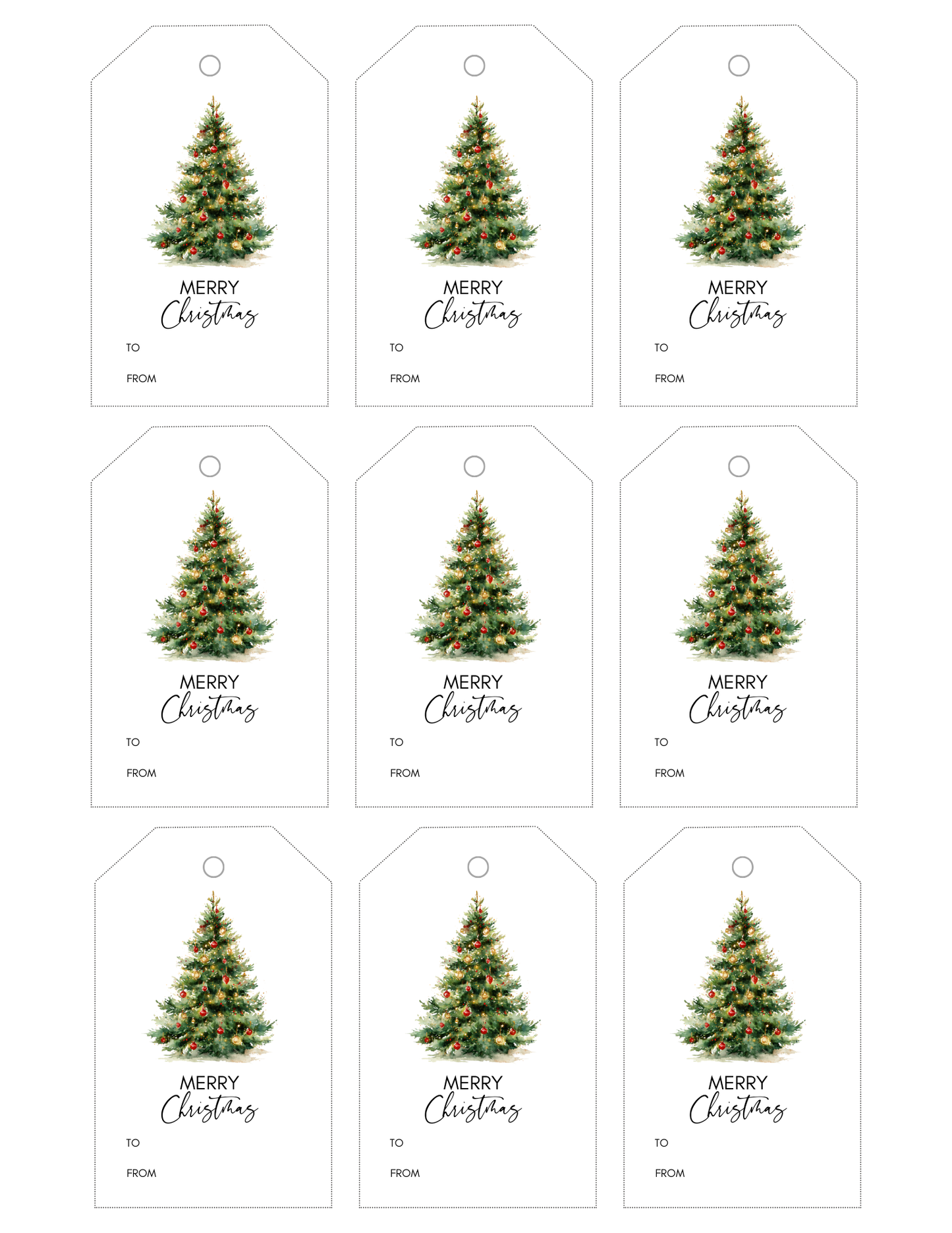Christmas Tree Gift Tags – Printable Digital Download
