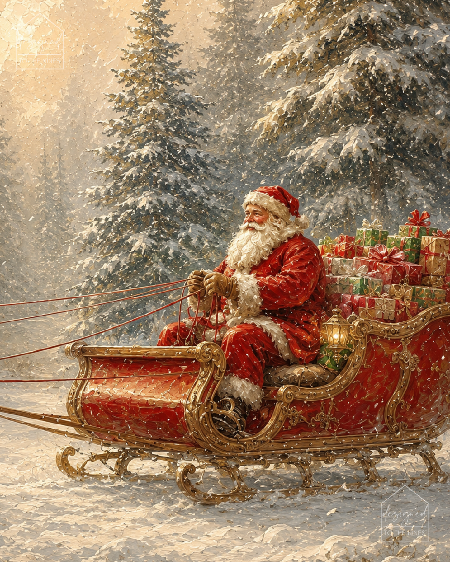 Vintage Santa Sleigh 2-Piece Christmas Art Print Set | Digital Download