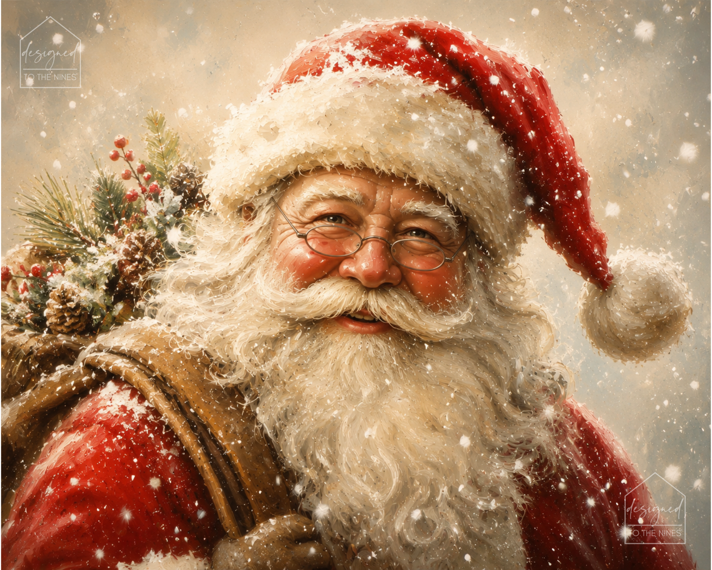 Vintage Santa Portrait Art Print | Classic Christmas Digital Download