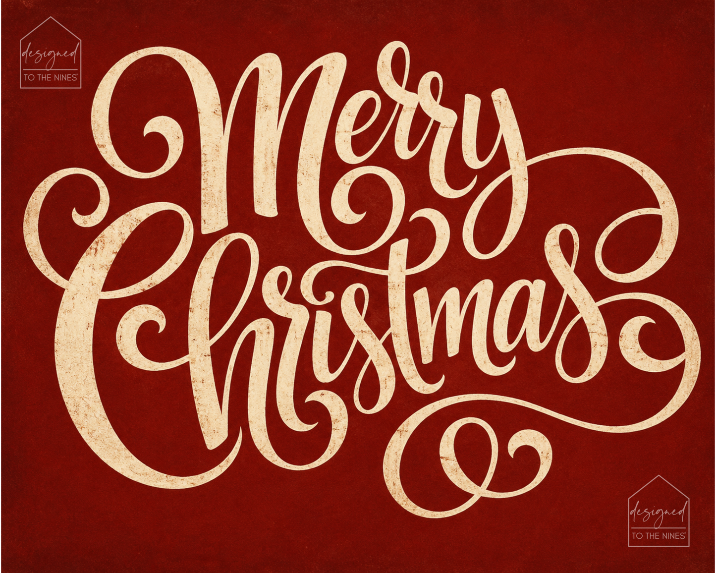Merry Christmas Typography Art Print | Vintage Red Holiday Digital Download