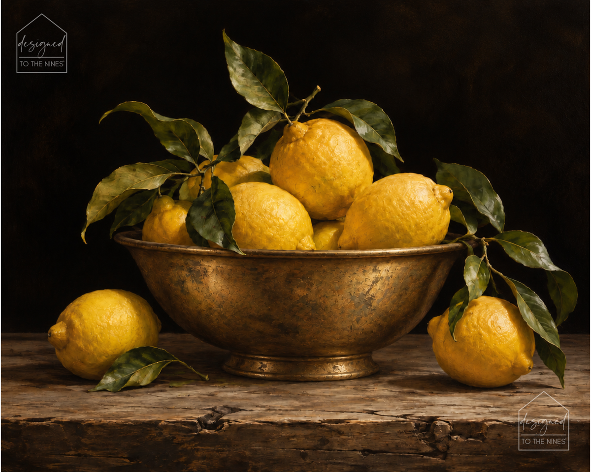 Bowl of Lemons Art Print | Vintage Still Life Digital Download