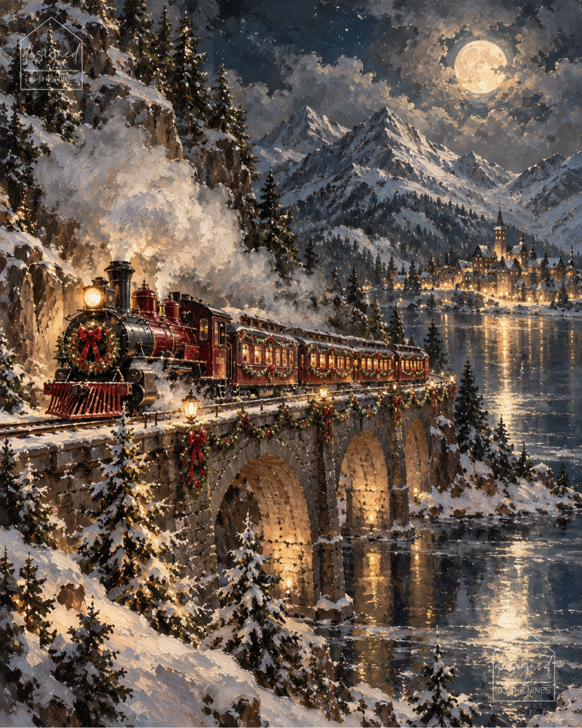 Christmas Train Art Print | Vintage Winter Digital Download