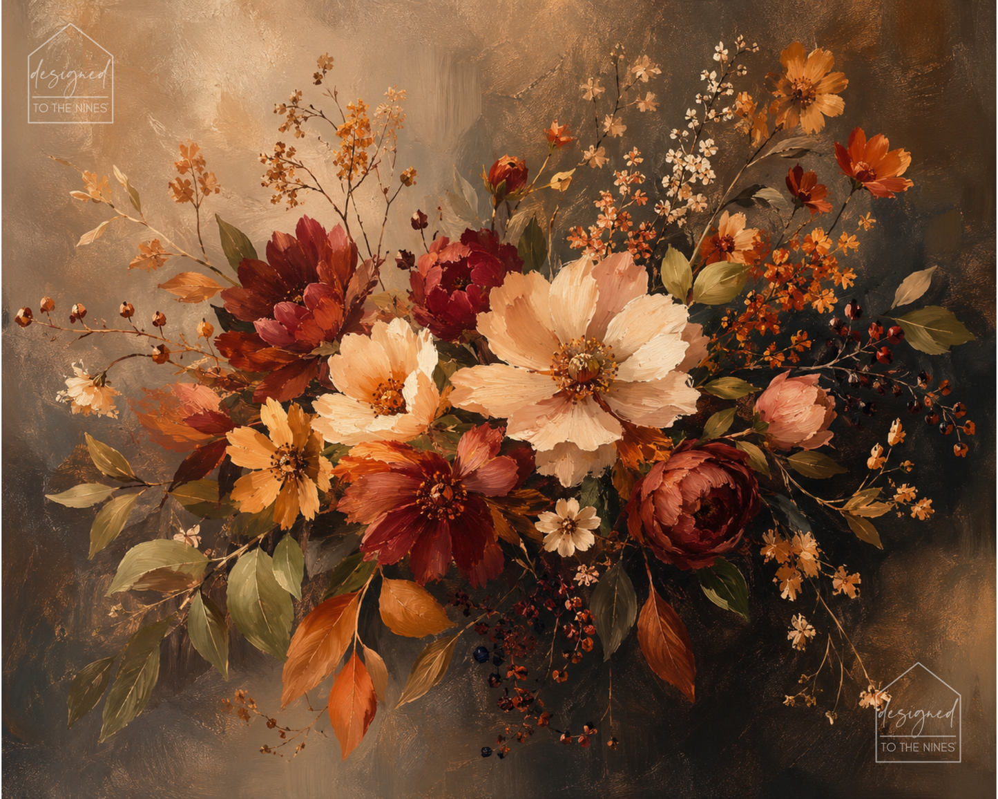 Vintage Autumn Floral Art Print | Moody Fall Bouquet Digital Download