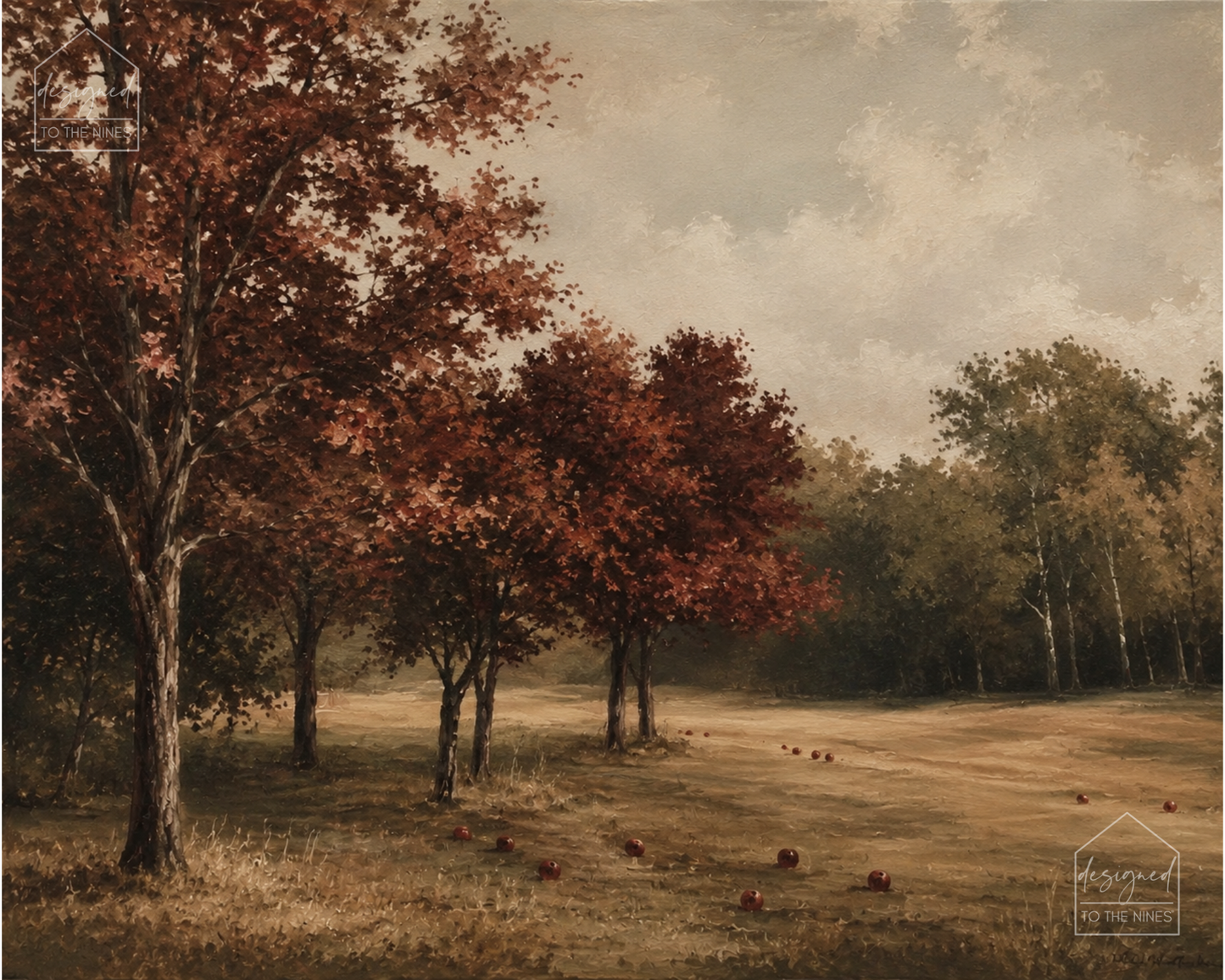 Vintage Apple Orchard Art Print | Fall Landscape Digital Download