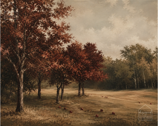Vintage Apple Orchard Art Print | Fall Landscape Digital Download