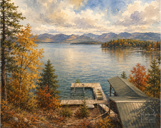Flathead Lake Dock Art Print | Montana Watercolor Digital Download