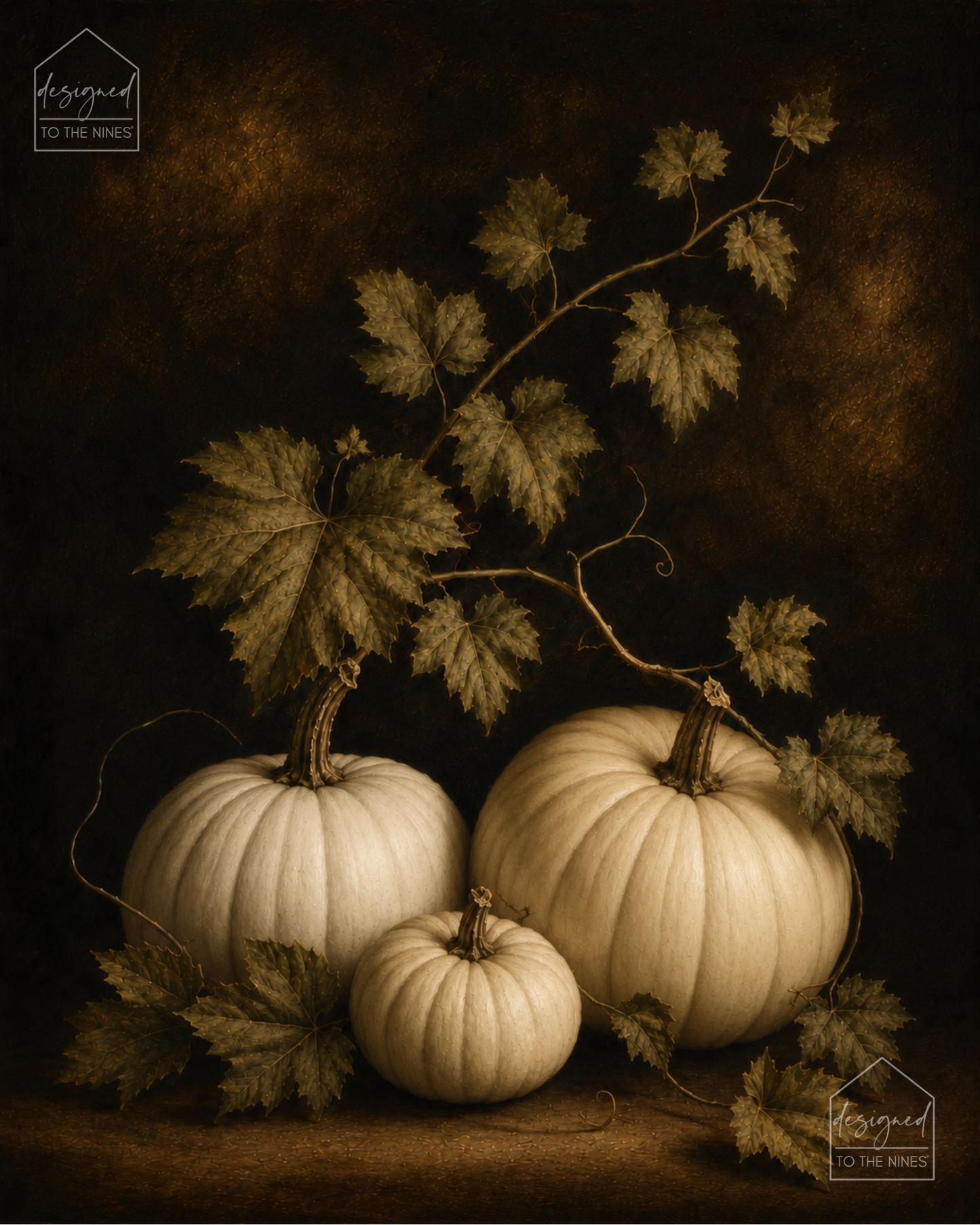 White Pumpkin Still Life Art Print | Vintage Fall Digital Download