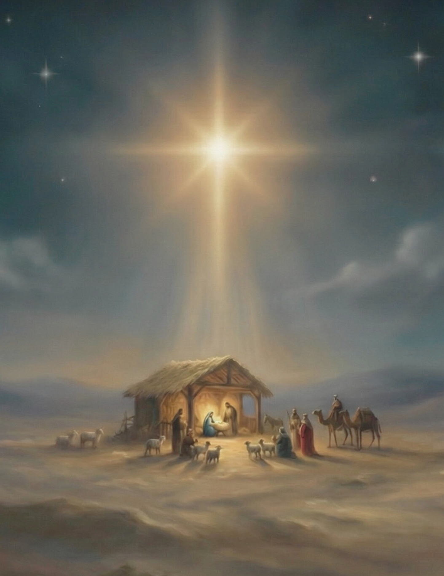 Desert Nativity Scene Digital Print – Minimalist Nativity Artwork