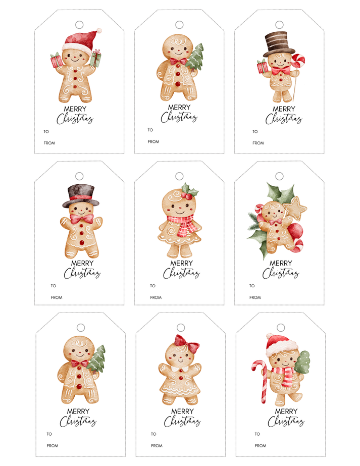 Gingerbread Men Gift Tags – Printable Christmas Digital Download ...
