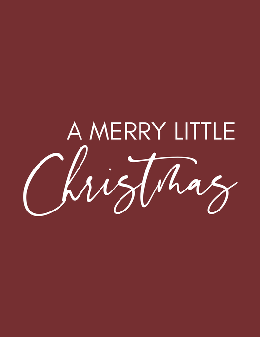Merry Little Christmas Digital Print – Cranberry Red Holiday Text Art