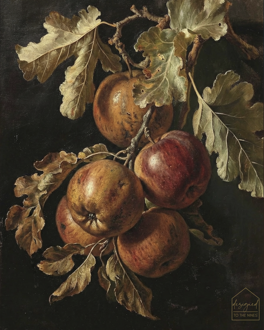 Vintage Apple Still Life Art Print – Moody European Kitchen Wall Decor