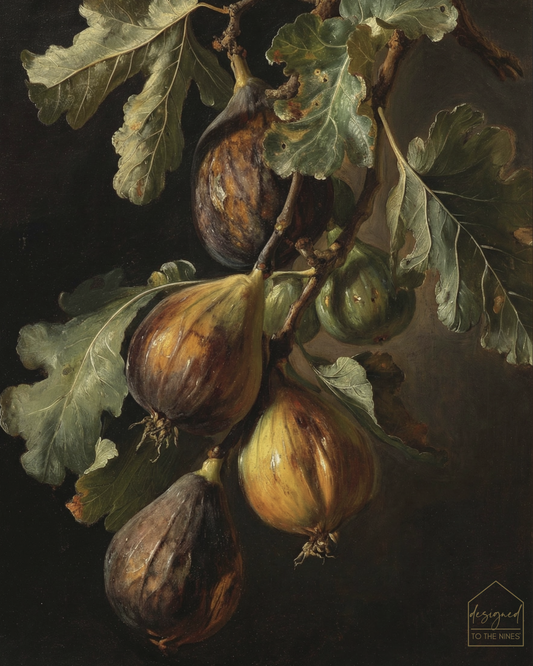 Vintage Fig Still Life Art Print – Moody European Kitchen Wall Decor