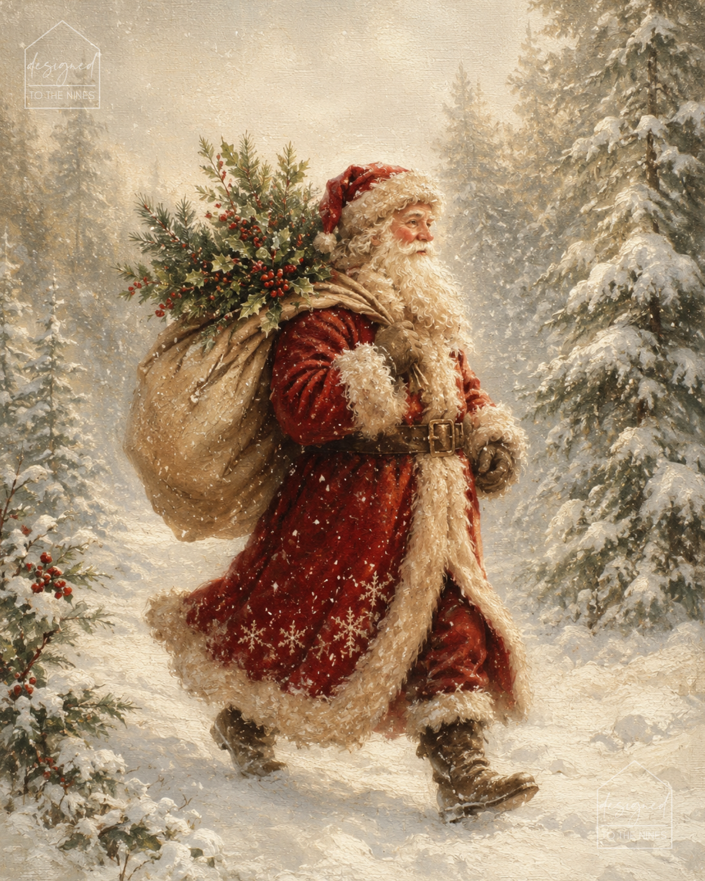 Vintage Santa Christmas Art Print | Digital Download