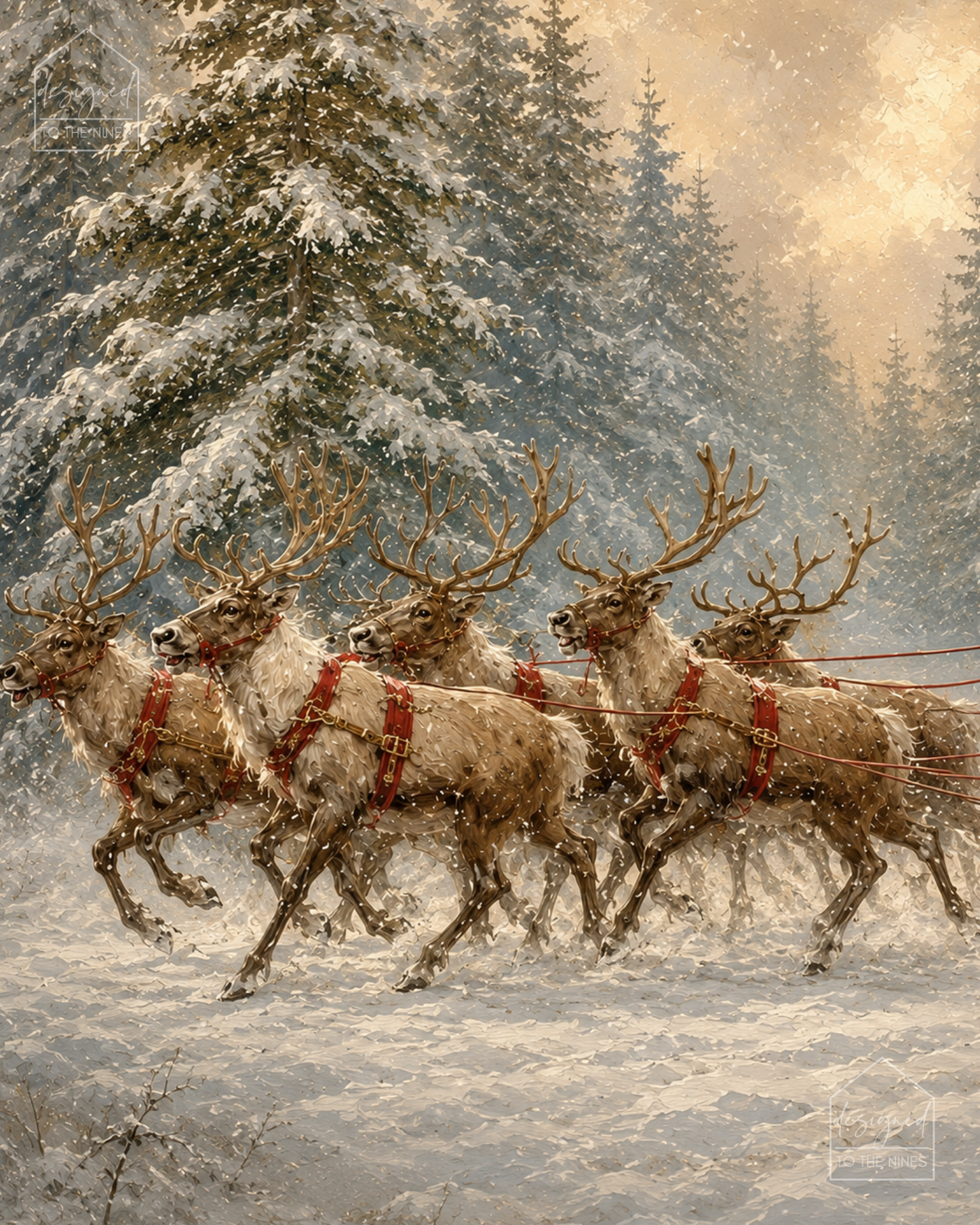 Vintage Santa Sleigh 2-Piece Christmas Art Print Set | Digital Download