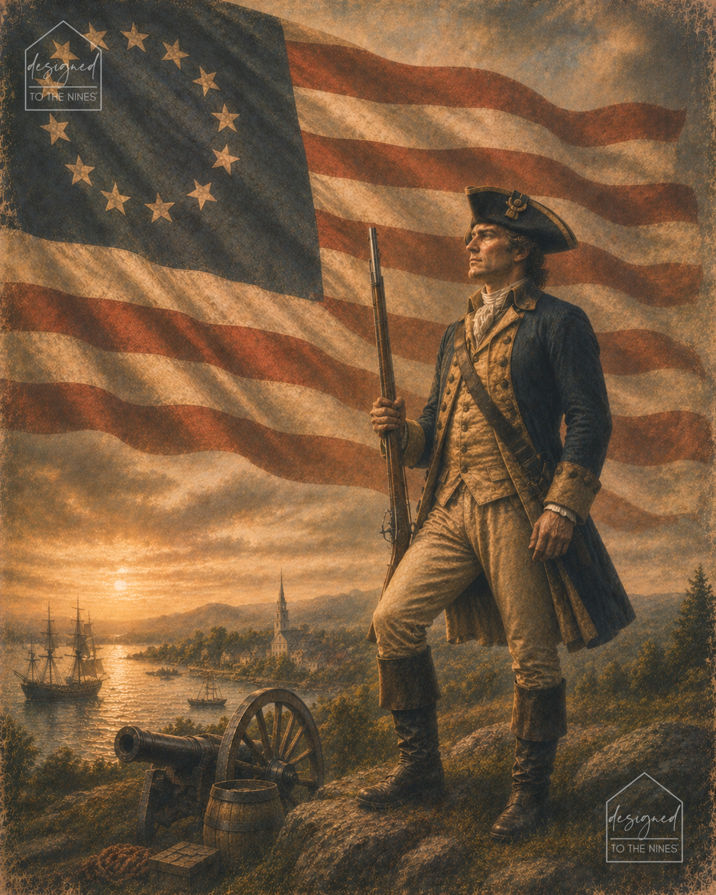 Vintage Revolutionary War Patriotic Art Print | American Flag Digital Print Download
