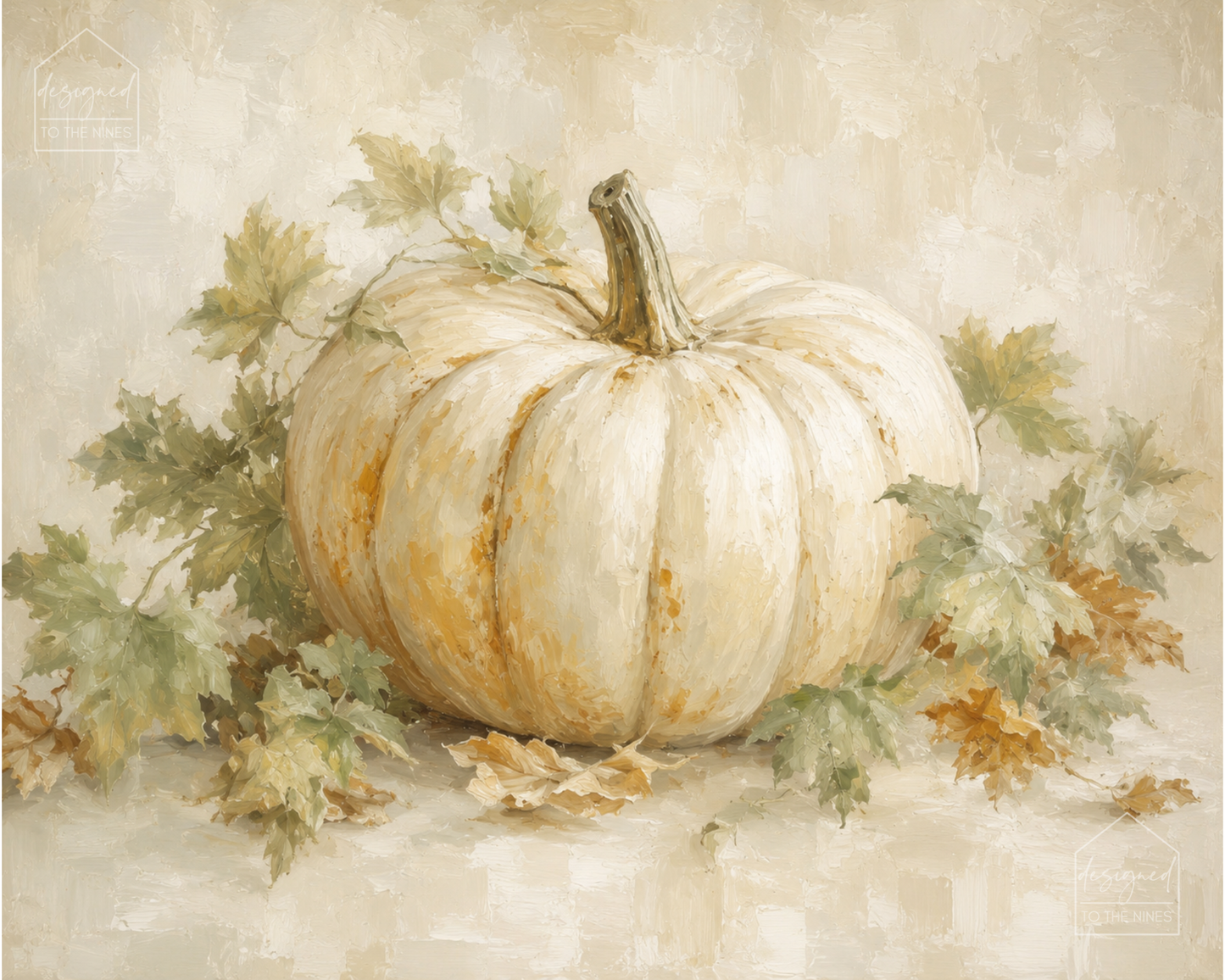 White Pumpkin Art Print | Neutral Fall Digital Download