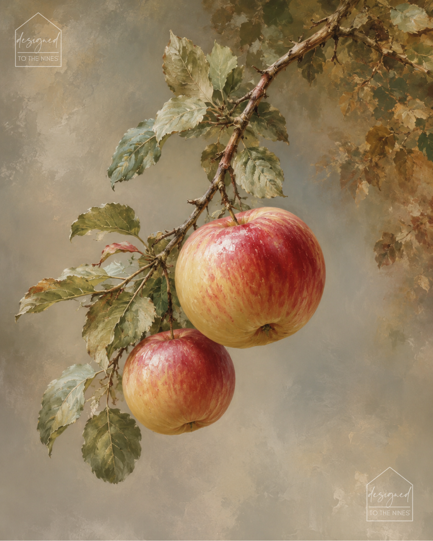 Vintage Apple Branch Art Print | Kitchen Fruit Digital Download