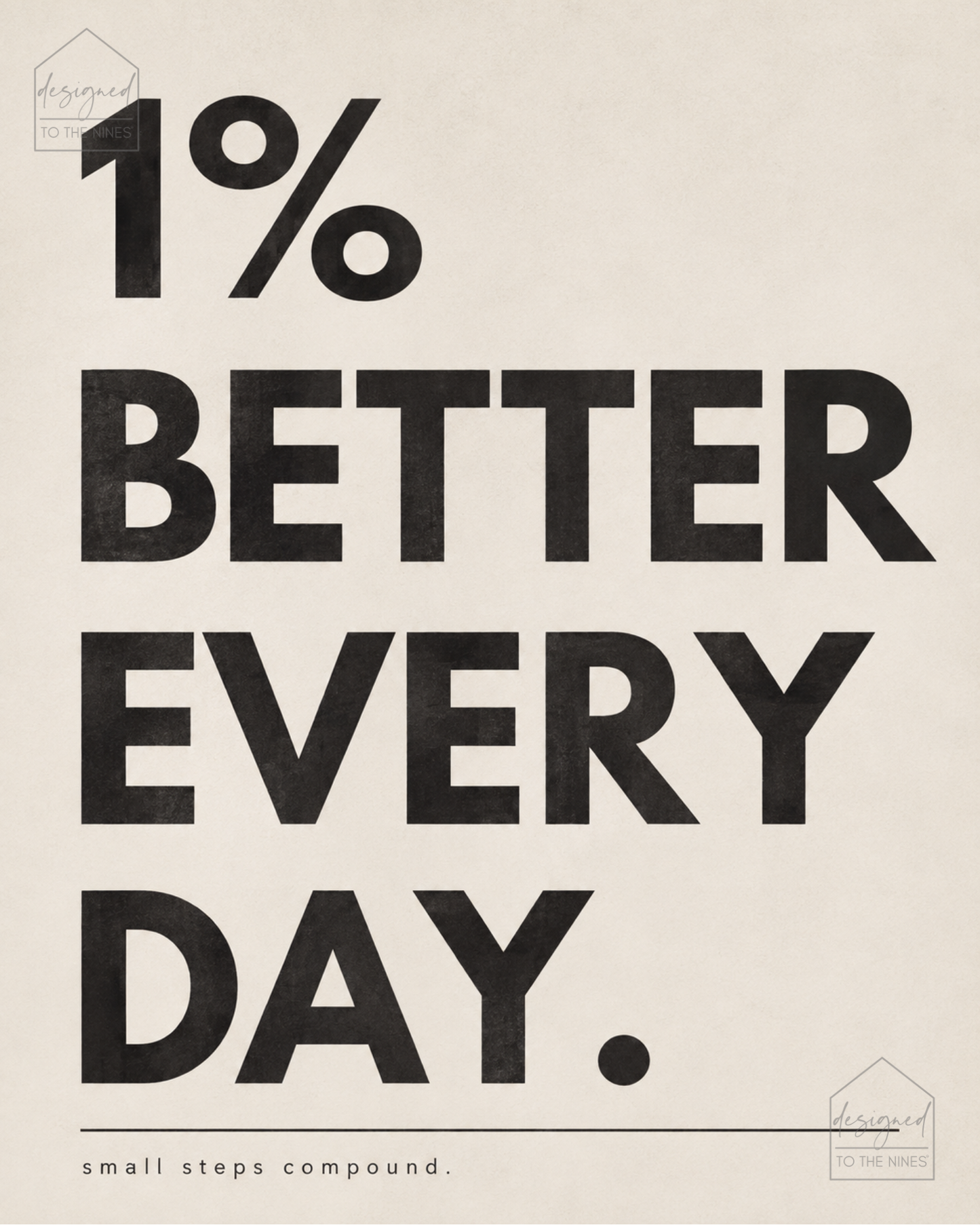 1% Better Every Day Motivational Art Print | Modern Fitness Digital Download