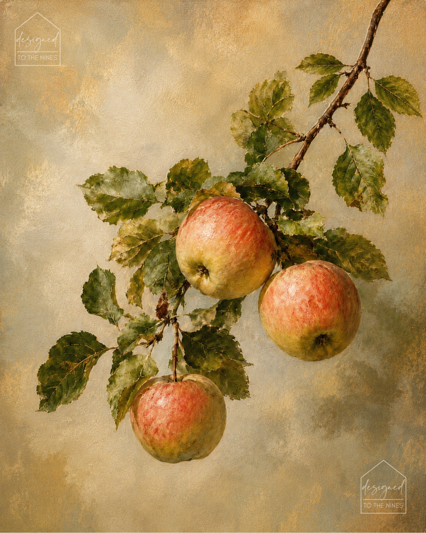 Vintage Apple Branch Art Print | Botanical Fruit Digital Download