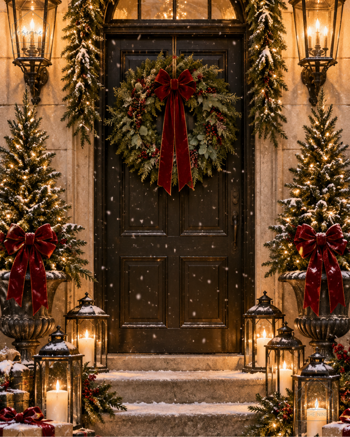 Christmas Front Door Art Print | Holiday Entryway Digital Download